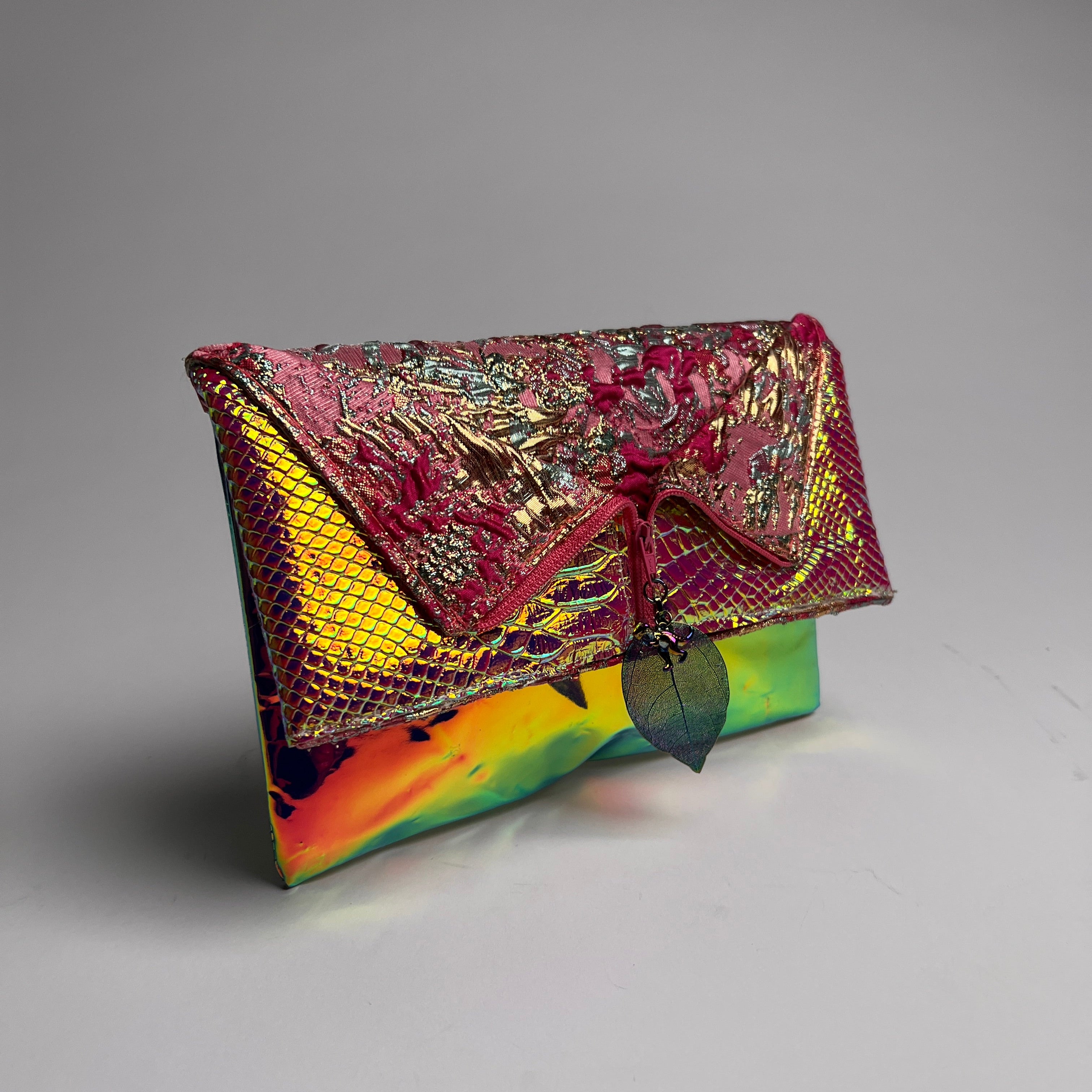 Iridescent Jacquard Reveal Clutch