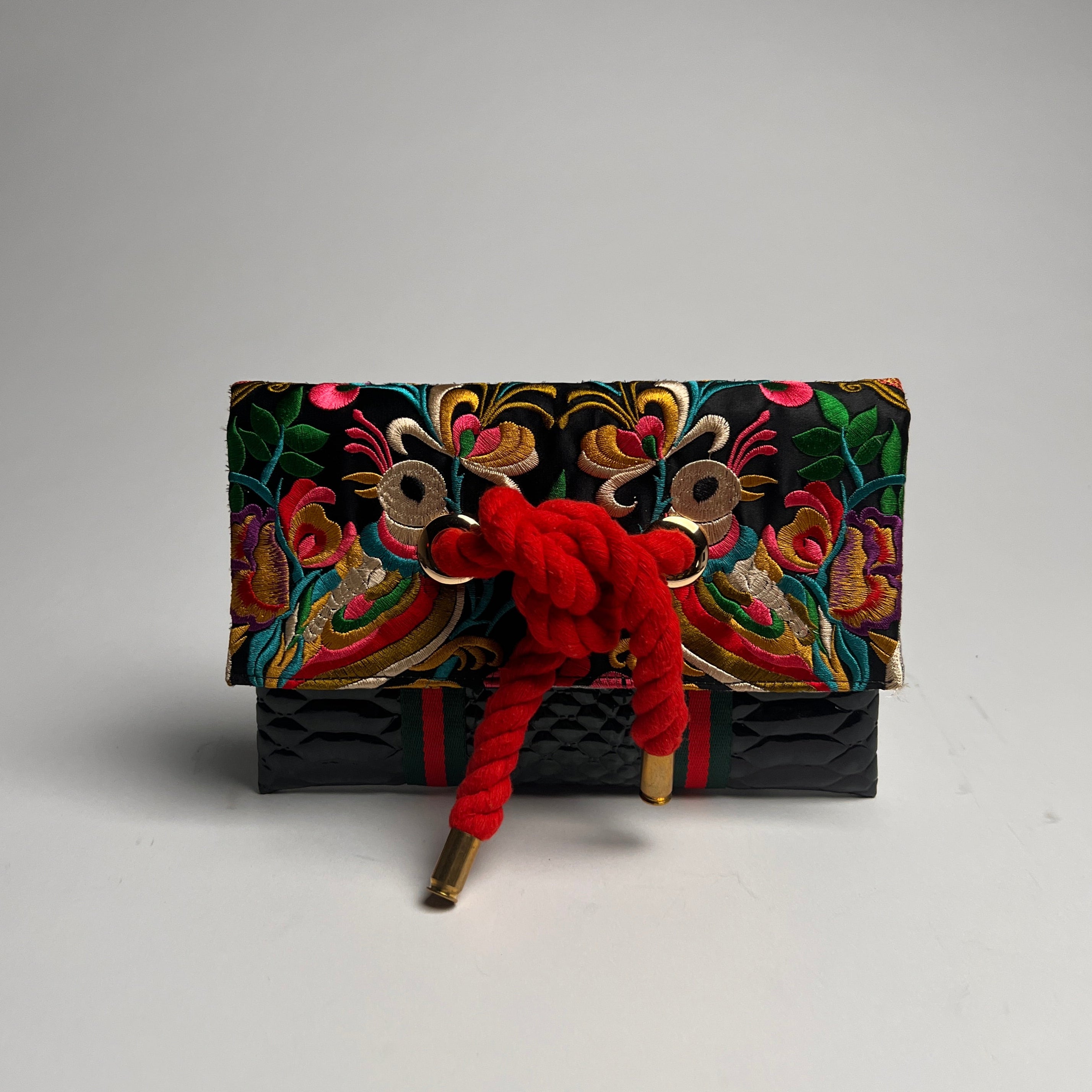 Knotted Tropical Embroidered Clutch