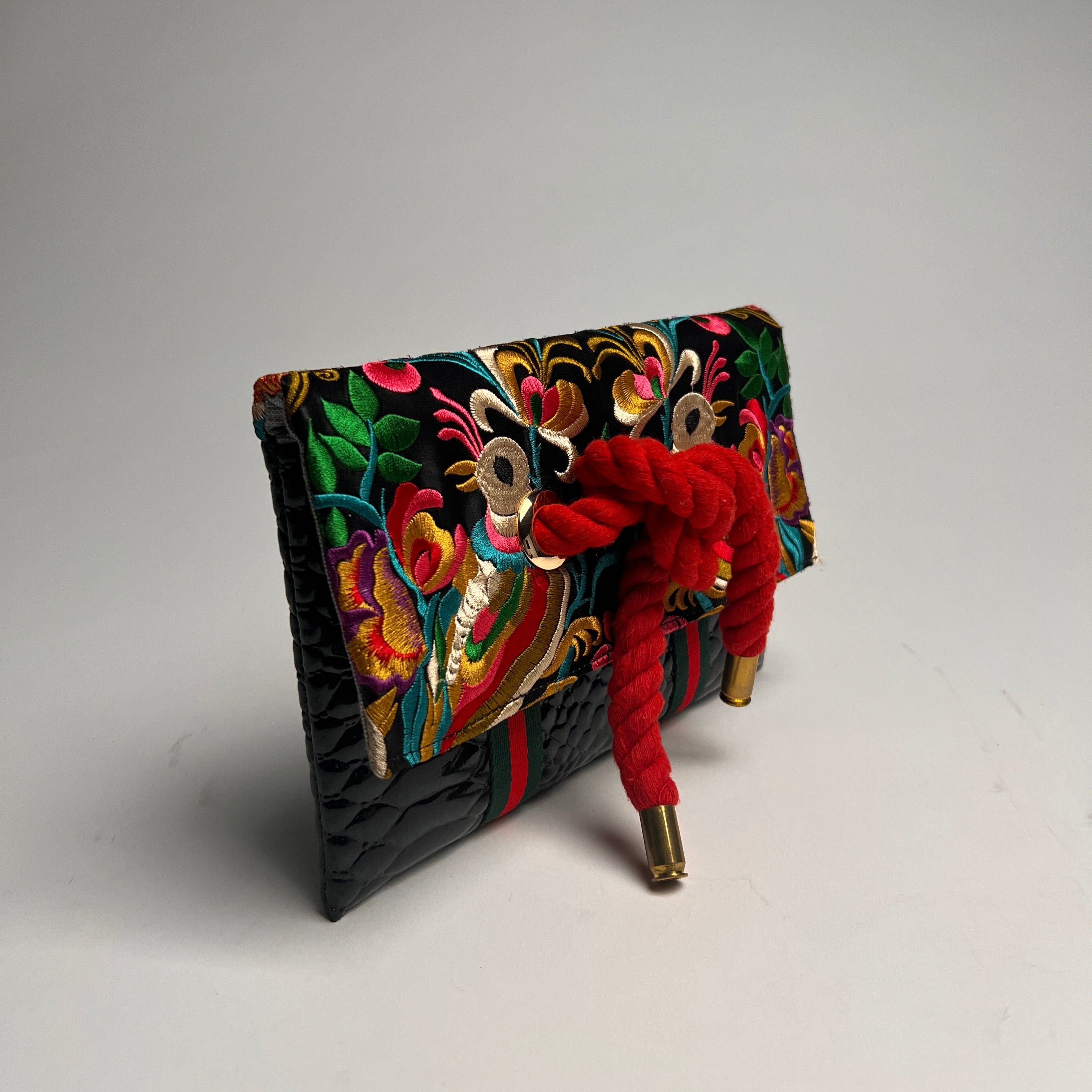 Knotted Tropical Embroidered Clutch