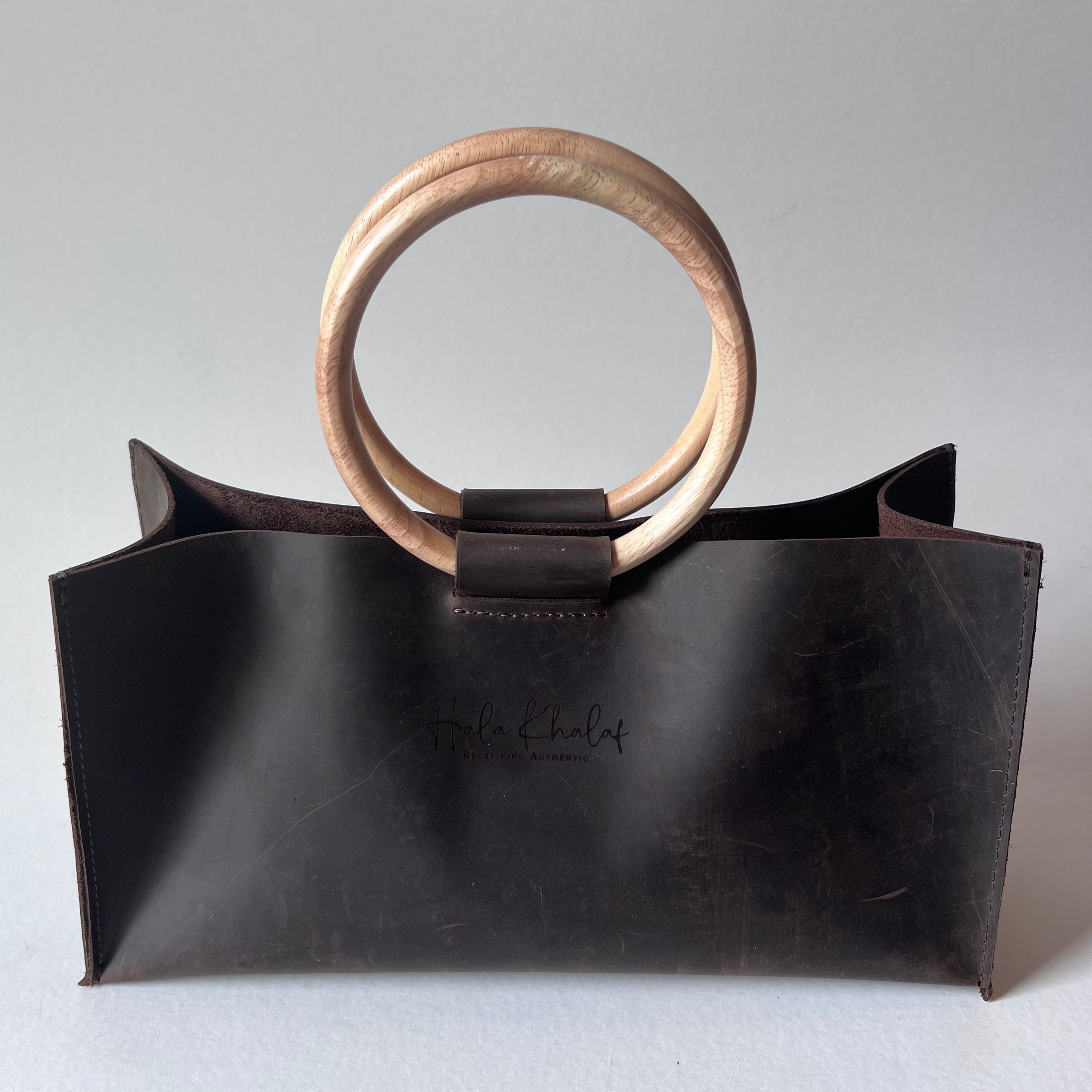 Dark Brown Grain Side Leather Tote - Small