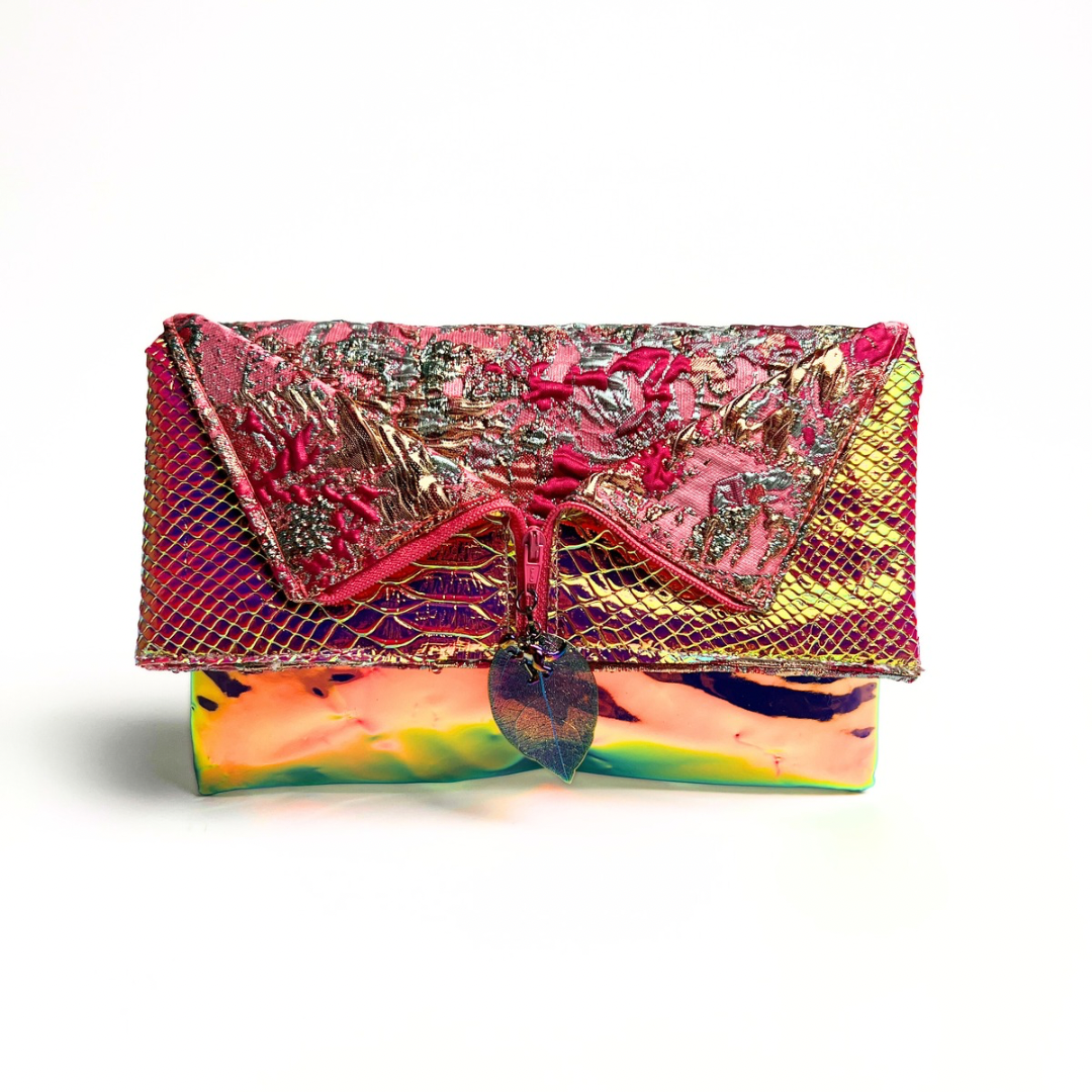 Iridescent Jacquard Reveal Clutch