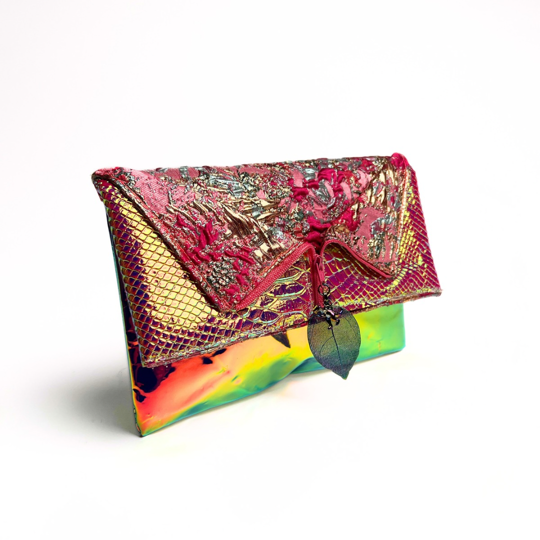 Iridescent Jacquard Reveal Clutch