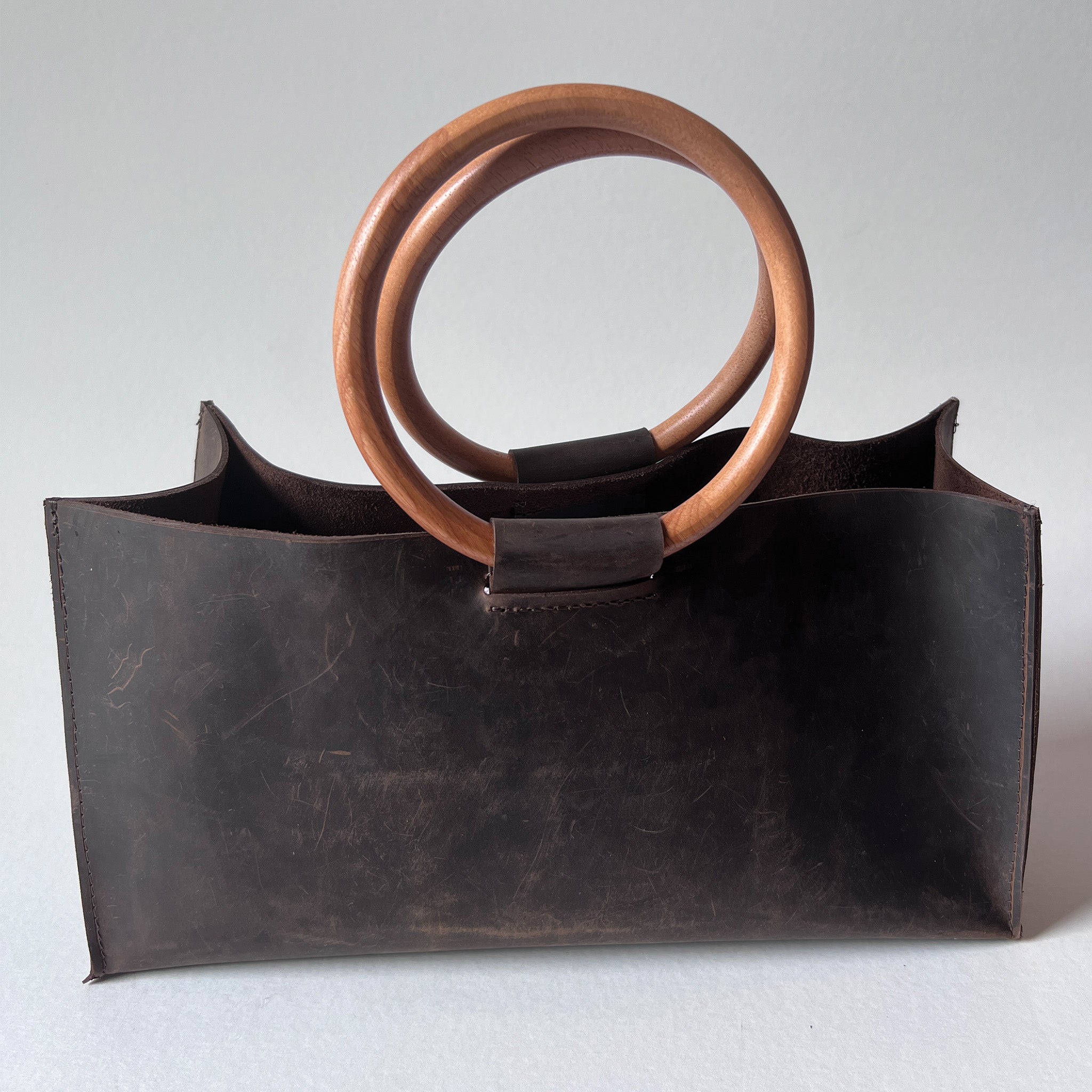 Dark Brown Grain Side Leather Tote - Small