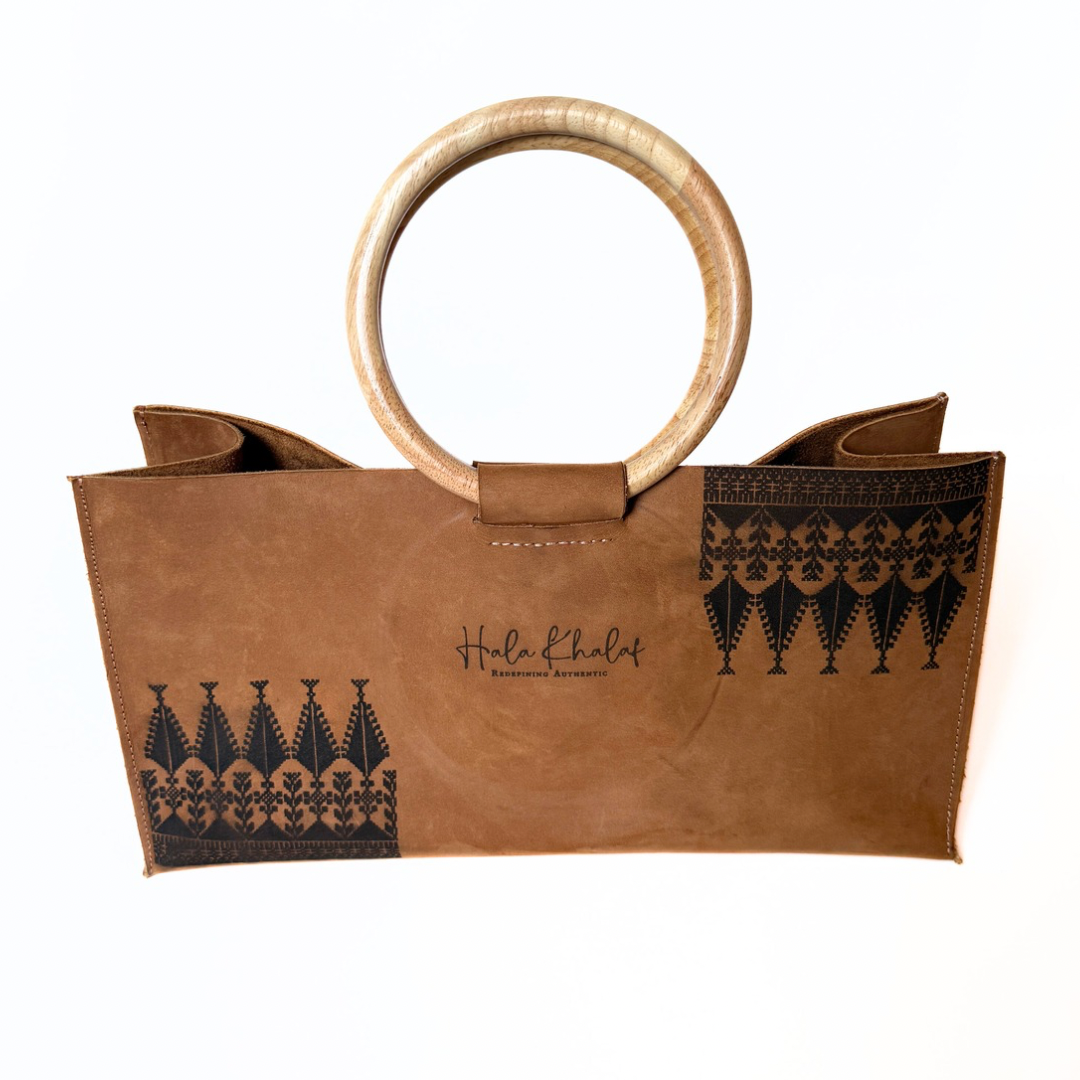 Tatreez Utility Tan Grain Side Leather Tote - Small