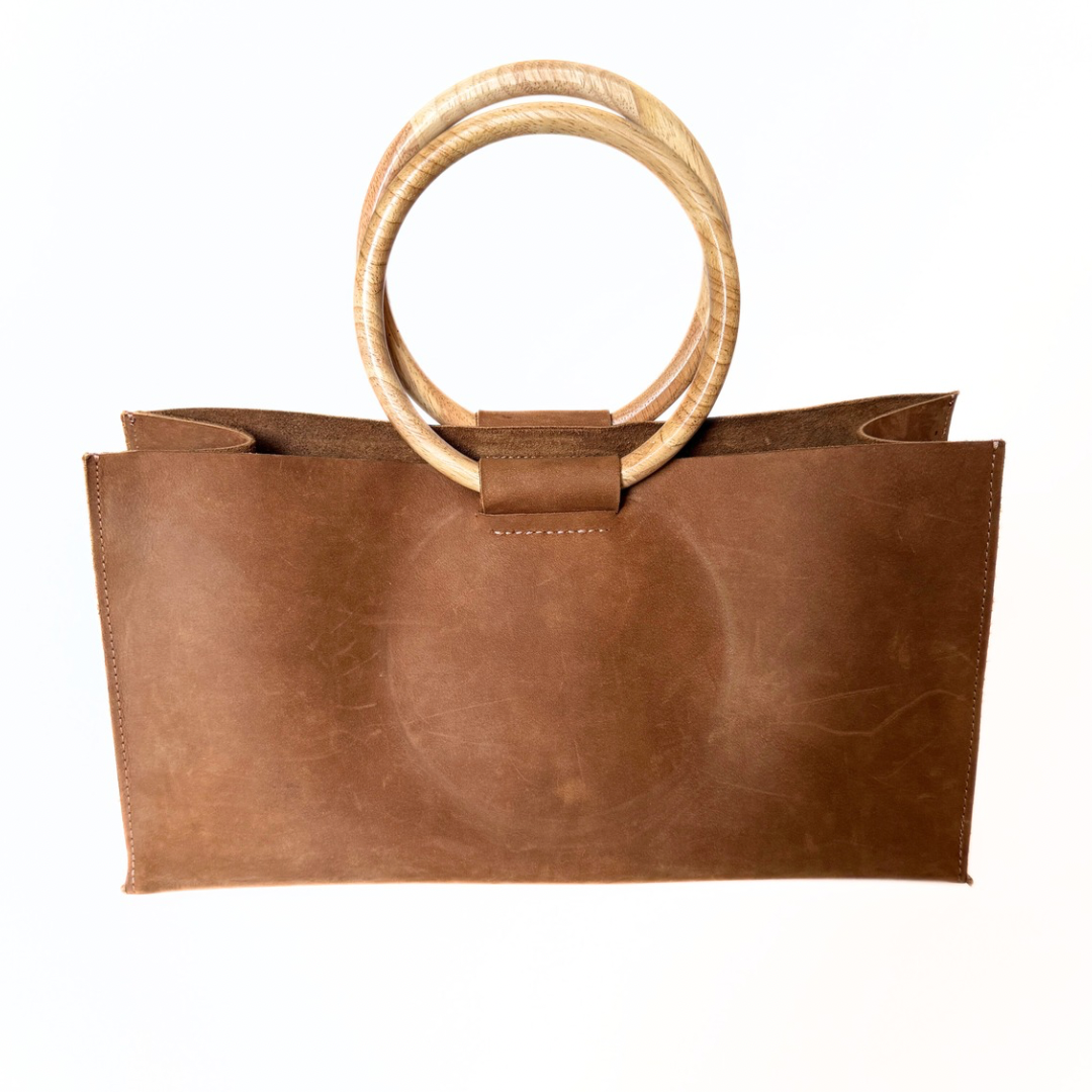 Tatreez Utility Tan Grain Side Leather Tote - Small