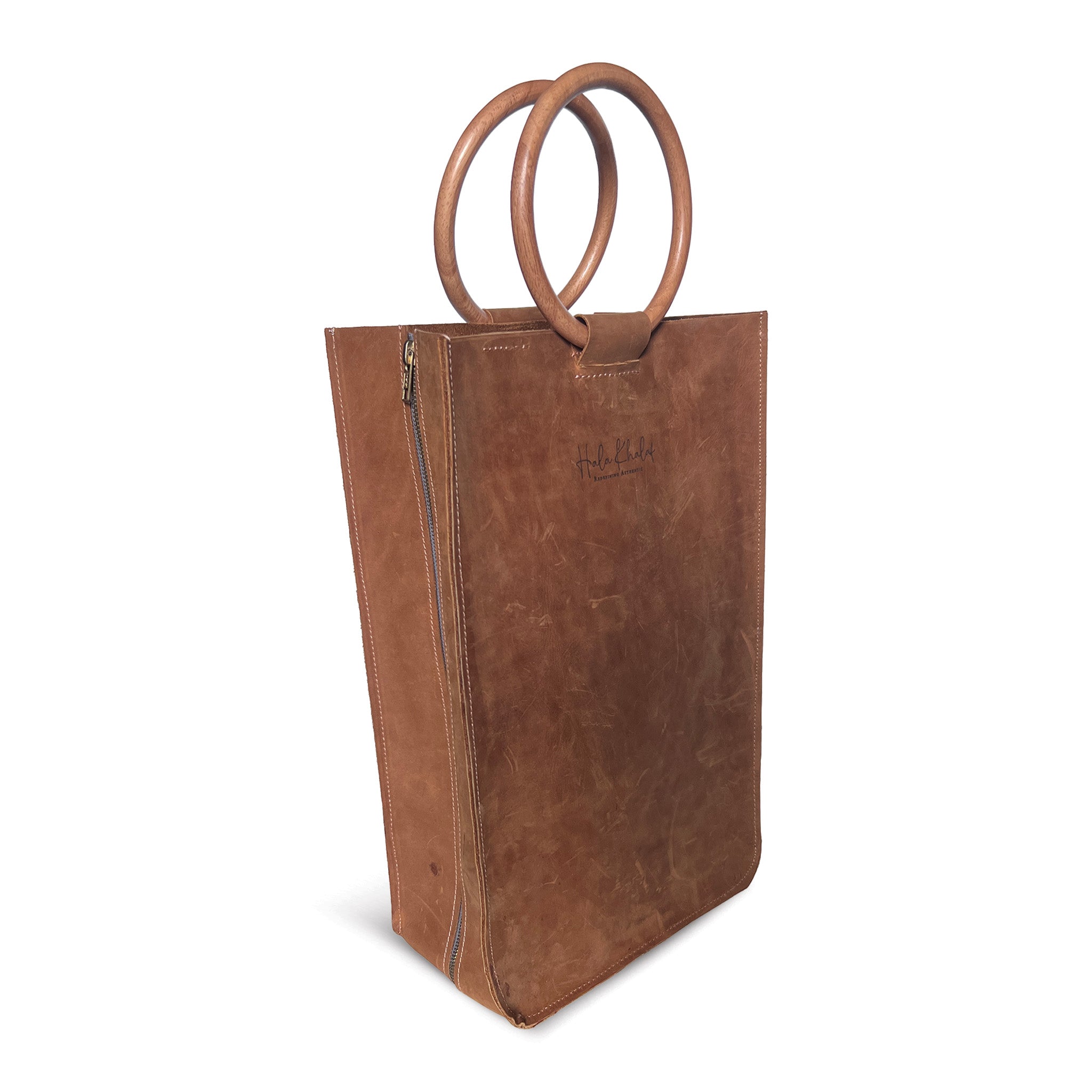 Utility Tan Grain Side Tote - Tall