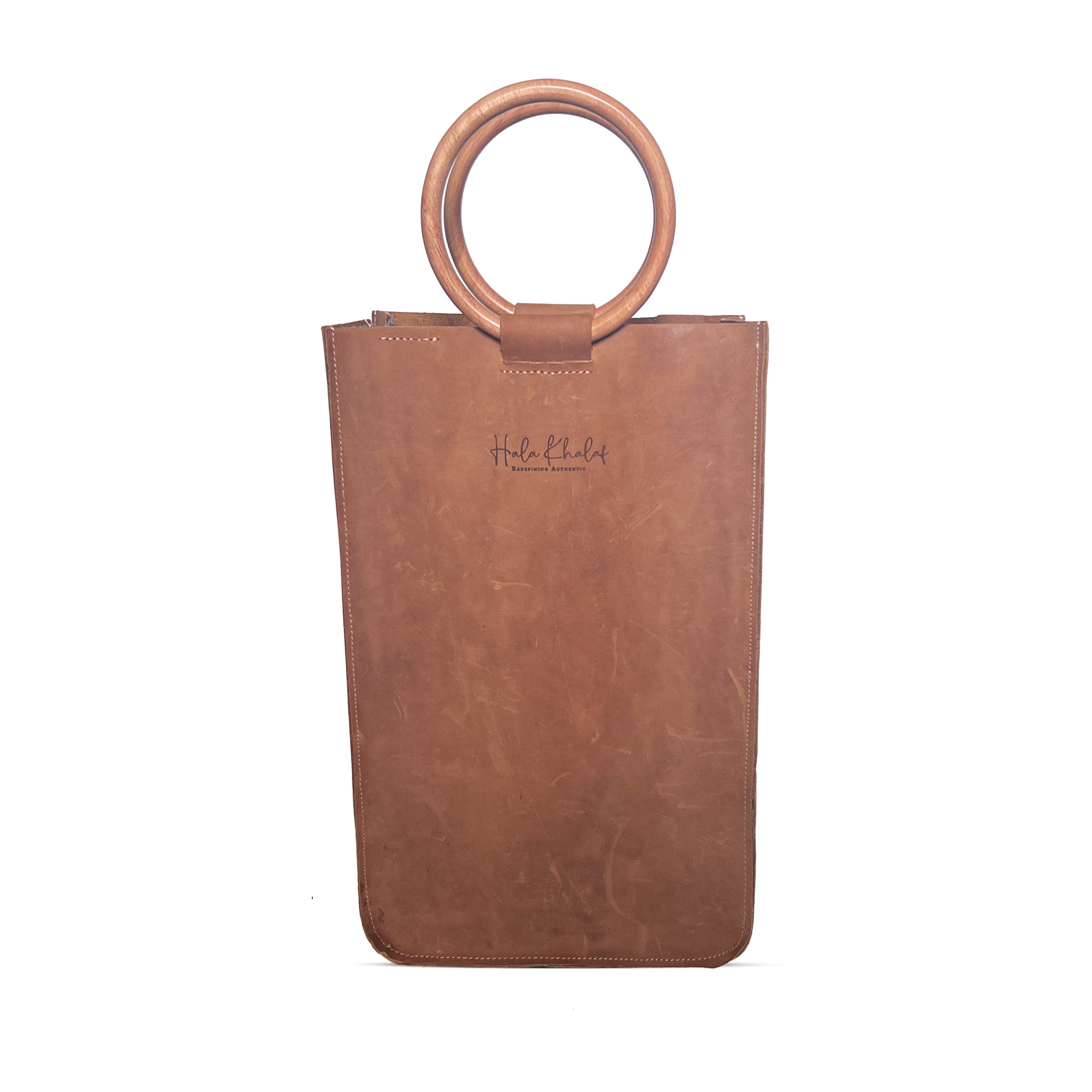 Utility Tan Grain Side Tote - Tall